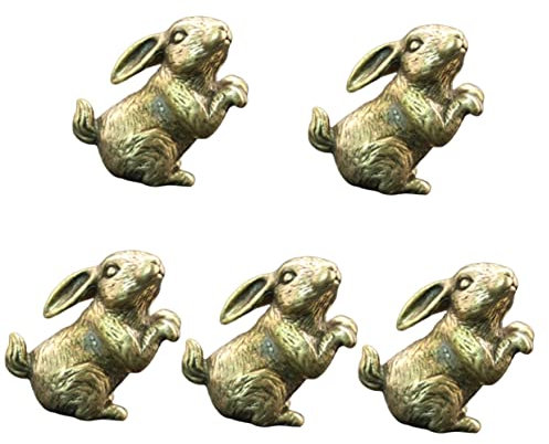 PRETYZOOM 5St Messing Hase Kupferdekor Feng Shui Tierfiguren Osterhasenstatue Vintage-Dekor Dekoration kreative messingverzierung Kabinett Messingstatue empfindlich schmücken Innere Zubehör