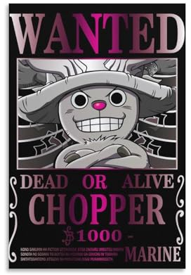Anime One Piece Wanted Poster Chopper Posters Wall Art Painting Canvas Prints Decor Poster Artworks 08x12inch(20x30cm)