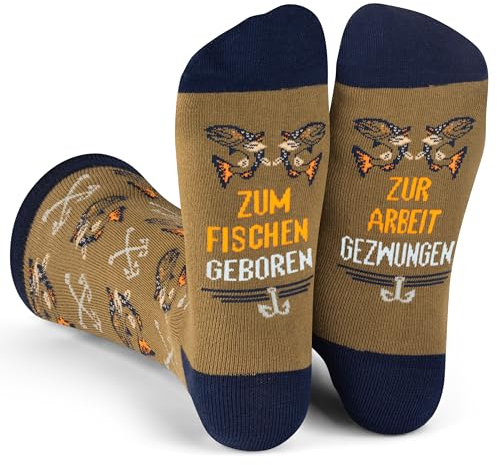 Lavley Zum Angeln Geboren, Zur Arbeit Gezwungen lustige Socken für Männer