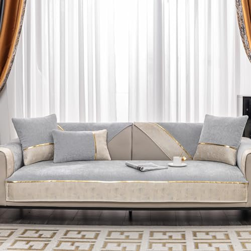 ZCXRYFL Sofabezug Ecksofa L/U-Form Rutschfester Couch üBerzug 1 2 3 4-Sitzer Chenille-Sofa üBerwurf Decke FüR Leder/Holz/Stoff Sofa Balkon Fensterbank Decken FüR Katzen Ratzfeste(90X90cm,Grey)