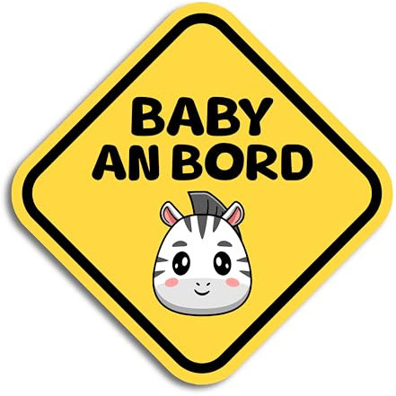 Baby on Board Aufkleber Auto, Baby Zebra Diamond Auto Aufkleber 16 x 16 cm, Wetterfest und UV-Beständig aufkleber auto, Sticker Baby und Auto Baby für sichere Fahrten mit Ihrem Kind