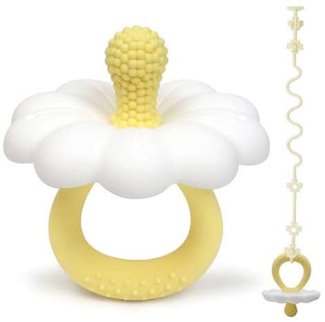 Purphy Jouet Dentition Bébé, Ensemble en Silicone Anneau Dentition Bebe, Anneaux de Dentition pour Soulager les Douleurs, Gant de Dentition Bebe Convient Aux Enfants Agés 3 à 6 Mois (Jaune)