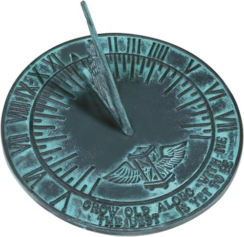 ANTIQUEMEDIEVAL Sonnenuhr aus Gusseisen mit Grünspan-Oberfläche, 25,4 cm Durchmesser