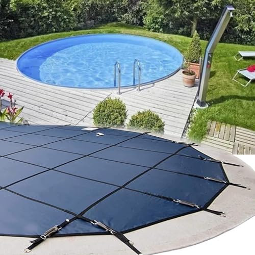 AVLLSO Copertura per Piscina Copertura di Sicurezza per Piscina Invernale interrata Coperture per Piscina Rotonde in Rete Blu, Hardware Completo(4.3m/14ft)