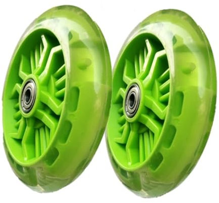 ANWEALTH 2 Stück Leuchtende 120 mm Scooter Räder LED Blitz Vorderräder Ersatz für Tretroller (grün)