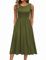 Zeagoo Womens Summer Dress Casual Sleeveless Crew Neck Dresses Elegant A Line Tank Dress Midi Swing with Pockets Armeegrün L Army Green