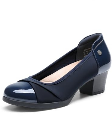 DREAM PAIRS Blockabsätze Arbeit Pumps | Chunky Geschlossene Zehe Niedrige Bequeme Runde Zehe Kleid für Damen