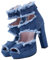 DEARMAMY 1 Paio Sandali Con Alto Tacchi Per Le Donne Sandali Di Jeans Sandali Da Donna Tacchi Di Jeans Stivali Grosso Per Le Donne Blue : Alta Finta Pelle Di Cinghiale