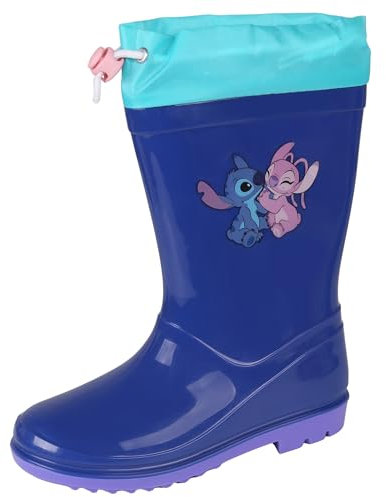 Stitch Stivali di gomma per ragazzi con telaio - Stivali da pioggia impermeabili con suola antiscivolo, blu (Blu, Sistema Taglie Calzature EU, Bambino Piccolo (2-5 anni), Donna, Numero, Media, 28)