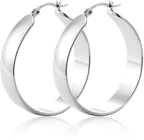 ALEXCRAFT Dicke Ohrringe Silber 925 Groß Creolen Damen Chunky Large Silver Hoop Earrings für Frauen Freundin Mama Mädchen 50MM