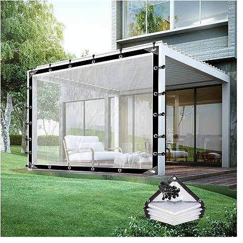 Panneaux latéraux imperméables pour pergola, 3 x 3 m – Rideau de bâche d'extérieur personnalisable pour porche, tonnelle, transparent et durable avec œillets