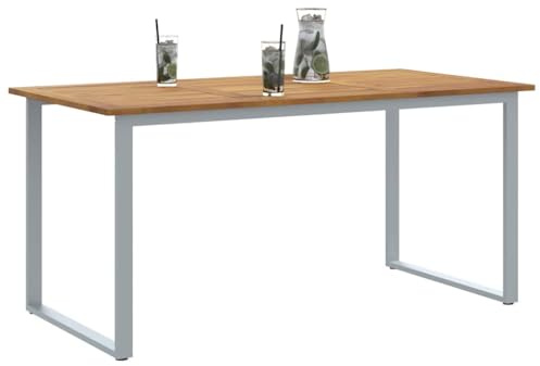 vidaXL Gartentisch Grau 160 x 80 x 75 cm Massivholz Akazie | Gemacht, um draußen zu bestehen, Bietet Platz für bis zu sechs Leute, Klare Linien für einen stylischen Eindruck