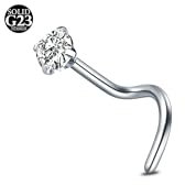 AceFun Piercing Naso titanio argento 20G tirare sughero Nostril Piercing a uncino acciaio naso connettore vite 1 pezzo Gioielli per il corpo pin 2.5mm diamante