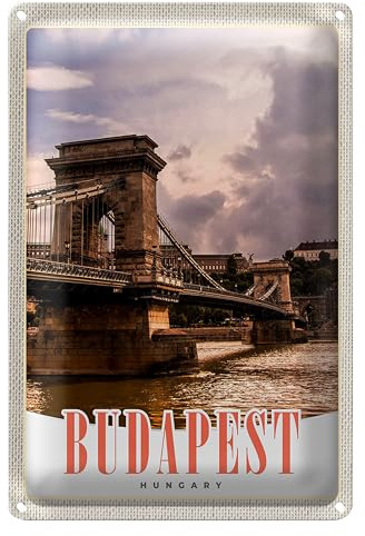 Vintage Blechschild | Budapest | Ungarn | Dekoration | 30 cm x 40 cm