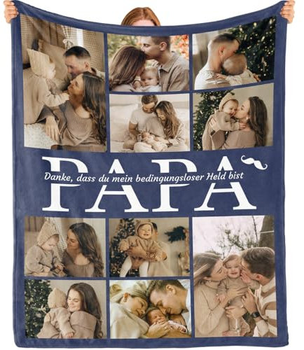 Bemaystar Personalisierte Vatertagsgeschenk- Personalisierte Decke mit Foto Personalisierte Geschenke für Papa Opa und Familie Geburtstag und Jubiläum