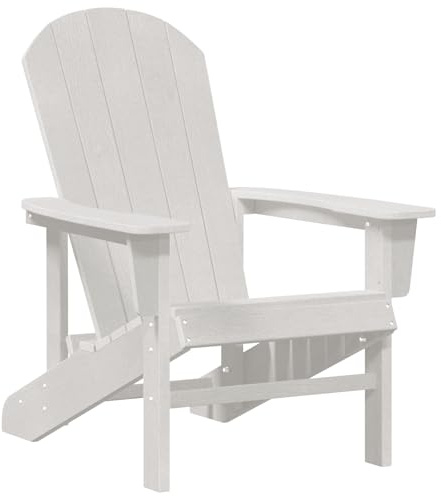 vidaXL Adirondack-Stuhl in Weiß aus HDPE. Robuster Stuhl für draußen, perfekt zum Entspannen. Bequeme Gartenliege für Terrasse oder modernen Patio. Mit neigbarem Rücken und wetterfestem Material.