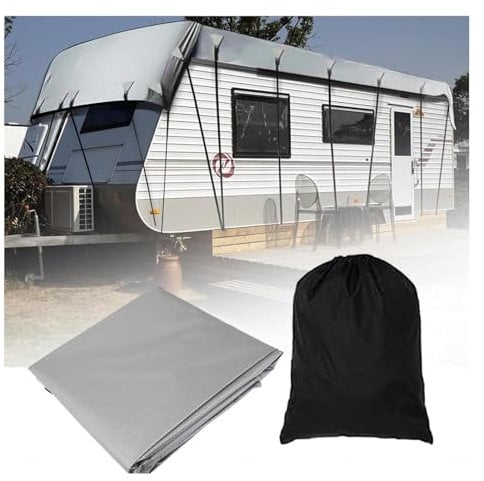 YoruiDeedse Abdeckplane Wohnwagen 210D Oxford-Gewebe Wohnwagen Schutzhülle Zusammenklappbar, Leicht Zu Reinigen Sonnensegel Auto Camping Geeignet Für Jede Jahreszeit Und Jedes Klima ,Silver-31.1*9.8ft