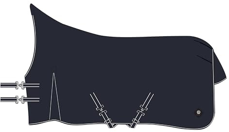Imperial Riding Outdoordecke Basic 300g, Highneck, warme Outdoordecke, wetterfestes Material, Gehfalte, 600D Polyester, Kreuzbegurtung, Schweif - & Beinschnüre, Navy, 135