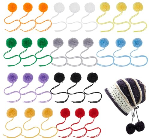BENECREAT 30 Stück Große Garn Pompons 10 Farbe 39~40mm Flauschiger Bastel Pompon DIY Bastel Pompons Garnknäuel Für Hüte Kunst Und Handwerk Partydekorationen DIY Handgefertigt