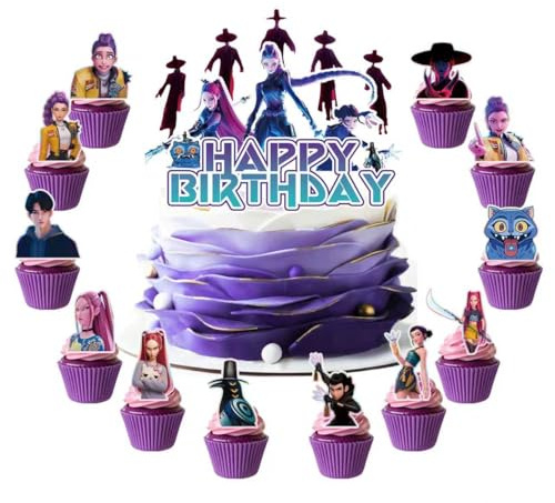 Tortendeko-Set – Geburtstagskerzen, Cake Topper, Deko-Figuren – Für Kuchen & Cupcakes (C)
