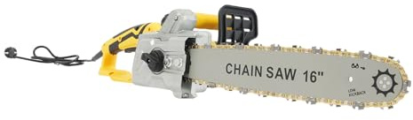 awolsrgiop Elektro Kettensäge 2000W 16 Zoll, 40cm Schnittdurchmesser 800 U/min, Automatische Schmierung & Werkzeuglose Ketten-Spannung, mit Kupfermotor & Sicherheitsschalter für Holzarbeiten, Gelb