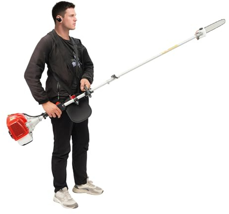 Podadora de gasolina, equipada con un motor de gasolina de 2 tiempos de 43 cm³, con una longitud de extracción de 2,4 a 3,5 metros, adecuada para un corte potente y seguro en copas altas de árboles