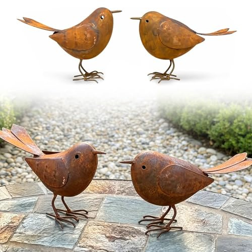 Gartenstecker Rost,2 Stück Vögel Gartenstecker,Dekorative Gartenpfähle | Rost Vogel Gartendeko für Draußen,Rostdeko Gartendeko,Outdoor und Garten Vintage,für Garten Terrasse Balkon Blumentopf