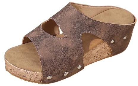 Ciabatte Donna Ortopediche Estive Aperte Leggere Pantofole con Zeppa Antiscivolo Sandali Pianta Larga Comode in Pelle Basse Scarpe da Casa Mare Spiaggia