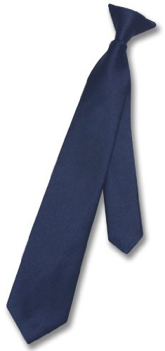 Vesuvio Napoli Boy's CLIP-ON NeckTie Solid NAVY BLUE Color Youth Neck Tie