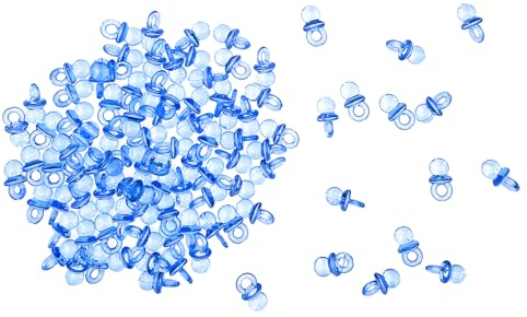 Oblique Unique Babyschnuller aus Kunststoff Mini Schnuller Blau Tischdekoration Streudeko Taufe Geburt Dekoration Baby Shower- 2cm - 100 Stk