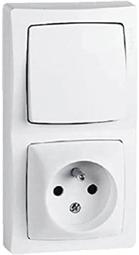 LEGRAND - Combiné Interrupteur + Prise Murale - Avec Cadre Pour Installation en Saillie - Idéal Rénovation - Fabriqué En France - Blanc