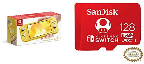 Nintendo Switch Lite - Yellow + SanDisk 128 GB MicroSDXC Card for Nintendo Switch