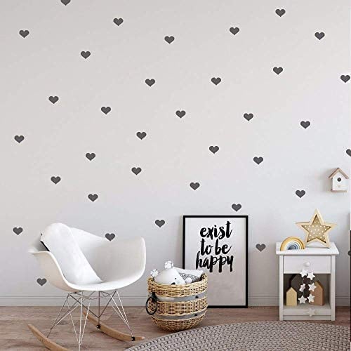 Wandtattoo Herzen Aufkleber,Kinderzimmer Wandsticker Set Herzen,Herz Wandaufkleber Sticker für Mädchen Babyzimmer/Kinderzimmer Schlafzimmer Deko,Grau,4CM,60Stück (Grau)