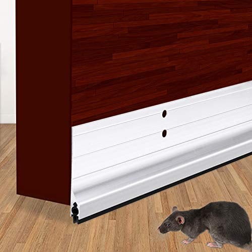 USUKUE Metal Door Draft Stopper Bottom Mice Seal Strip Noise Blocker, Aluminium Mouse Sweep 2 W x 36 L, Silver