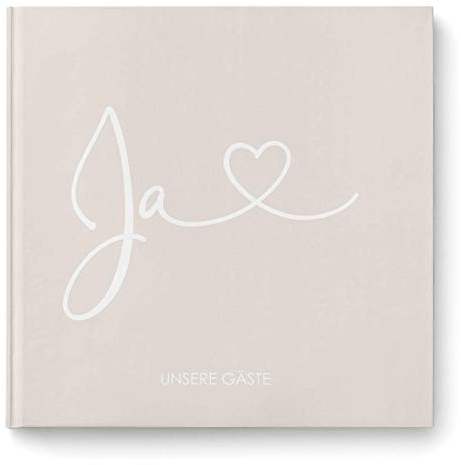 DeinWeddingshop Gästebuch zur Hochzeit - Hardcover Buch quadratisch - Hochzeitsgästebuch Hochzeitsalbum Hochzeitsbuch - Ja (mit Fragen)