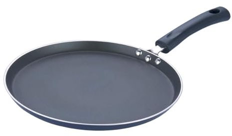 Vinod Cookware Dosa Griddle (Tawa) with Induction Base - 100& Aluminum Non Stick Pan with Anti Scratch Surface - Flat Multi Use Crepe Pan - (Black) - (11 in)