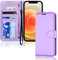 TECHGEAR iPhone 12 / iPhone 12 Pro Leather Wallet Case, Flip Protective Case Cover with Wallet Card Holder, Stand and Wrist Strap - Purple PU Leather with Magnetic Closure for iPhone 12/12 Pro 6.1
