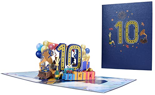 Magic Ants Pop-Up-Karte zum 10. Jahrestag, Geburtstagskarte, Karte zum 10. Hochzeitstag, 3D-Grußkarte, Geburtstagskarte zum 10. Geburtstag, Glückwunschkarte