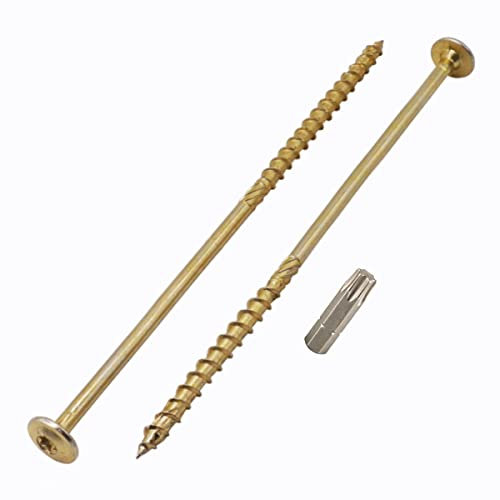 Paquete de 4 tornillos de acero galvanizado de 8 x 300 mm, cabeza torx, cabeza de oblea, tornillos de madera, rosca parcialmente (4, 8 x 300 mm)