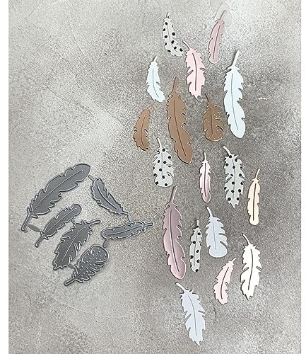 Stanzschablonen Federn mix boho (m. Perlhuhn) 6-tlg., bis 2x7cm, 6-tlg.