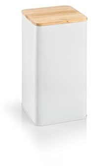 Tescoma 900840 Tarro de lata para alimentos, recipiente de metal con tapa de bambú, 10 x 10 x 18,5 cm