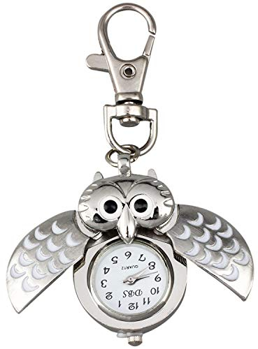 Lodokdre Schlüsselanhänger Taschenuhr Anhänger Metall Silber 40 x 25 mm, Weiß / silberfarben.