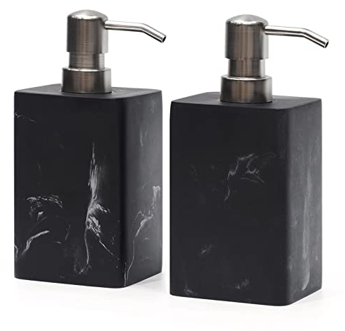 Suanti Seifenspender 2 Pack, 15 Oz Seifenspender mit gebürstetem Nickel Pumpe. Nachfüllbarer Handseifenspender für Bad Counter top & Küche Home Dekor-Schwarz