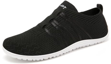 Merdoo Barfußschuhe Damen Herren Bequeme Barfuss Schuhe Damen Slip On Sneakers Weich Sportschuhe Leicht Turnschuhe rutschfest Laufschuhe Atmungsaktiv Barfussschuhe Walkingschuhe Unisex Schwarz 44EU
