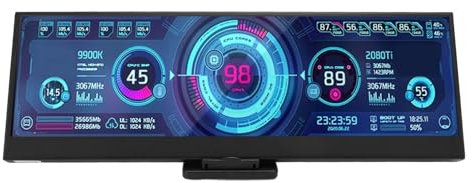 GOWENIC 14 Inch Secondary Screen, LCD Display Computer Temp Monitor Stretched Bar CPU GPU Data Temperature Monitor, 1920x550 Portable Second Screen for Aida64
