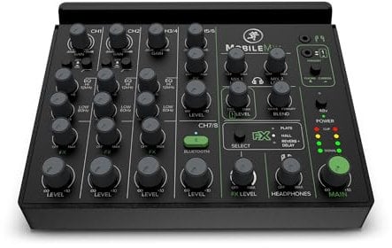 Mackie MobileMix 8-Channel USB-Powerable Mixer for Streaming and Recording with Smartphones and DSLR Cameras, Live Streaming with Instruments, Microphones, Bluetooth