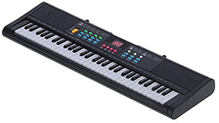 Akozon Instrumento de Piano con Teclado, 61 Teclas Eléctrico Digital Multifuncional con Micrófono MQ6186 para Principiantes Profesionales