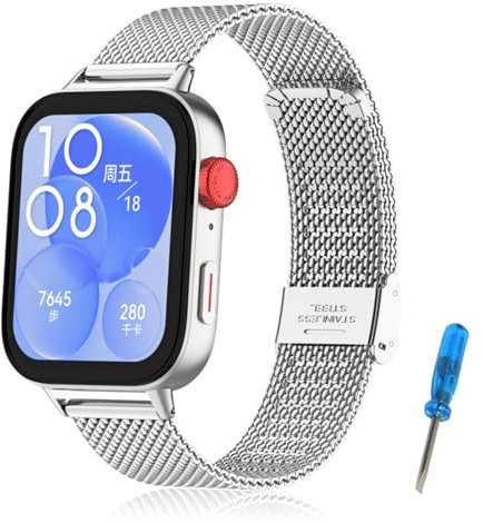 RenSheng Correa Metal Compatible con Huawei Watch Fit 3,Pulsera Acero Inoxidable Replacement Band para Huawei Watch Fit 3 Correa