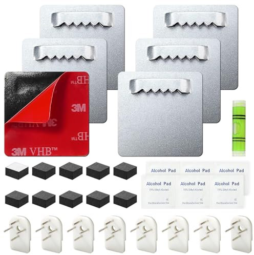 6 Pièces Supports de Fixation pour Photos et Miroirs, Crochets Autocollants Sans Perçage, Accroche Tableau pour Tableau Miroir Cadre Photo (Stil A)