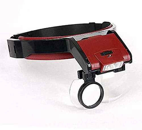 Headband Magnifier, Head MountLighted Magnifying Glasses, Hands Free Headband Magnifier with Led Light -1X to 4.5X Zoom with 5 Detachable Lenses-Head Mounted Head Magnifying Glasses with Light Jo